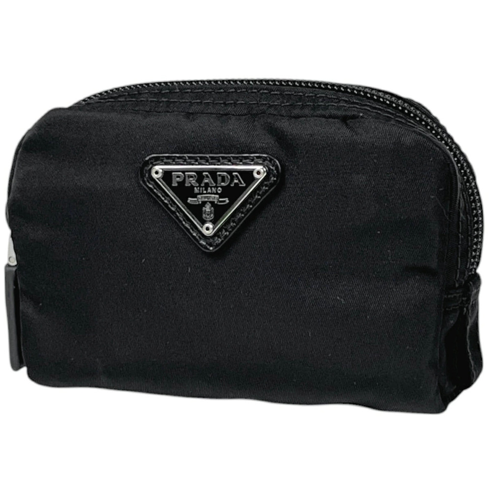 Prada cosmetic Pouch Clutch plate black Nero Black